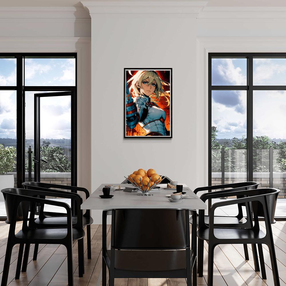 Fille Anime Guerrière dans un intérieur