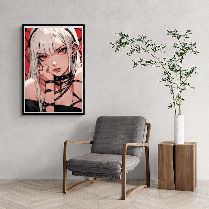 Fille Anime aux Chaînes dans un intérieur