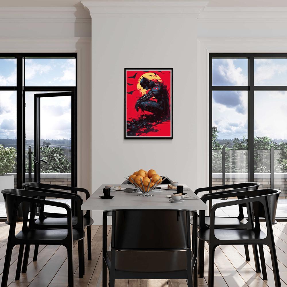 Batman Rouge dans un intérieur