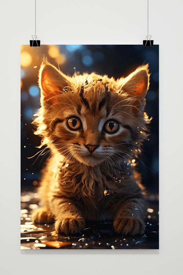 Póster Gatito Bañado en Sol