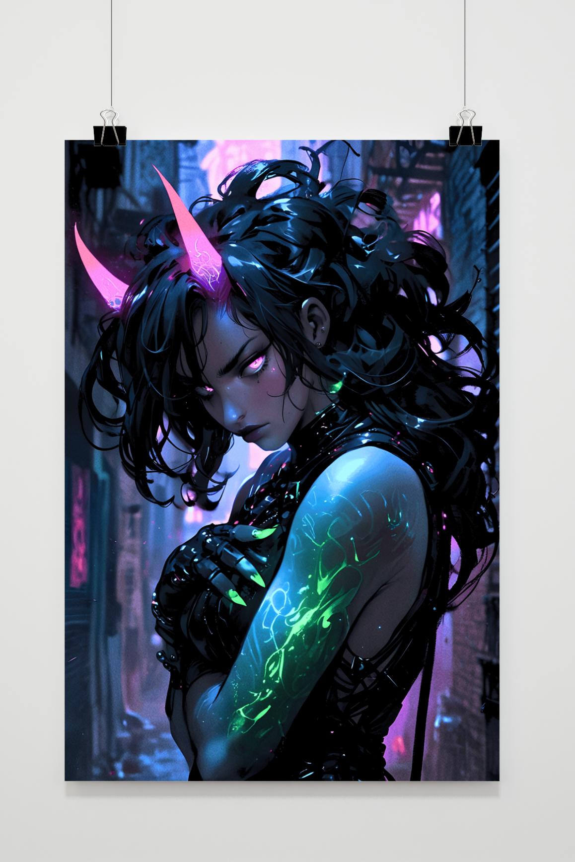 Affiche Fille Démon Néon de 25 Artstreet