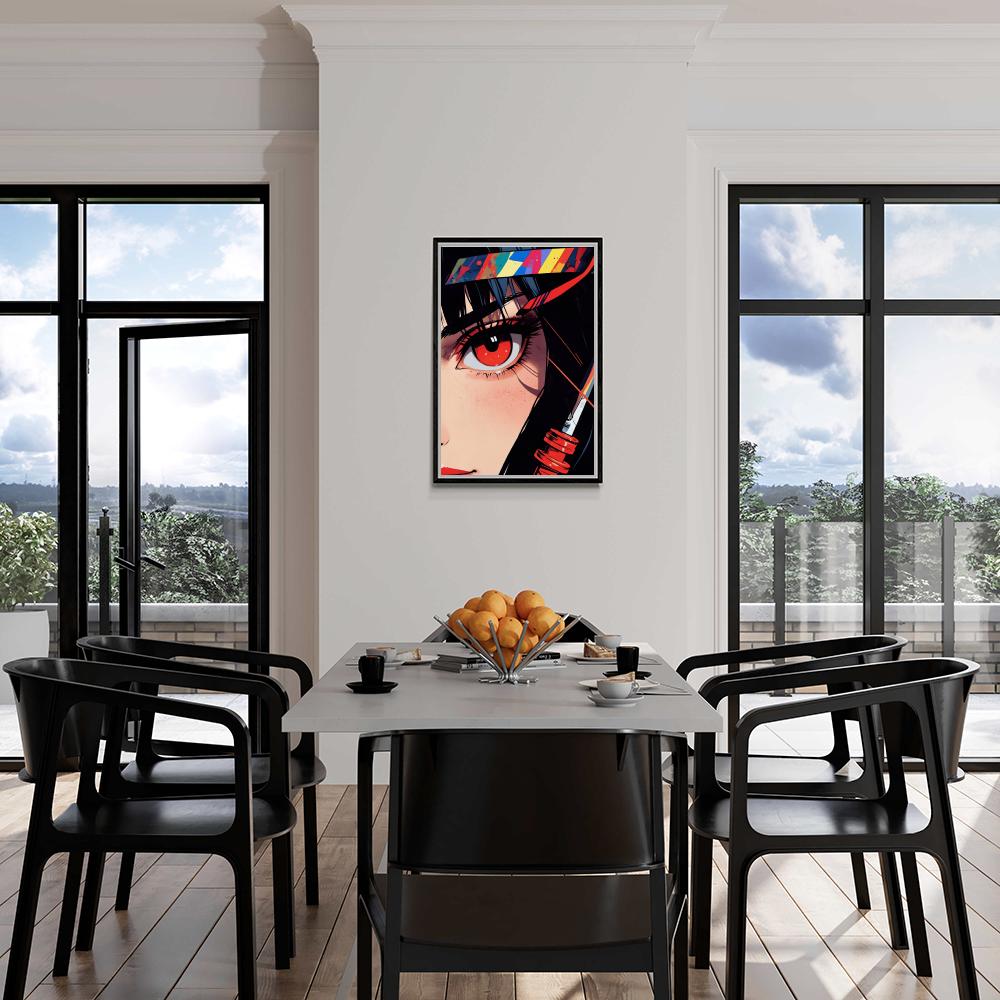 Œil Rouge Anime dans un intérieur