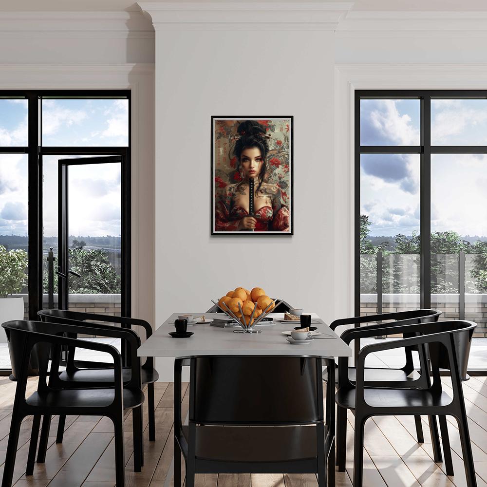 Samouraï Geisha dans un intérieur
