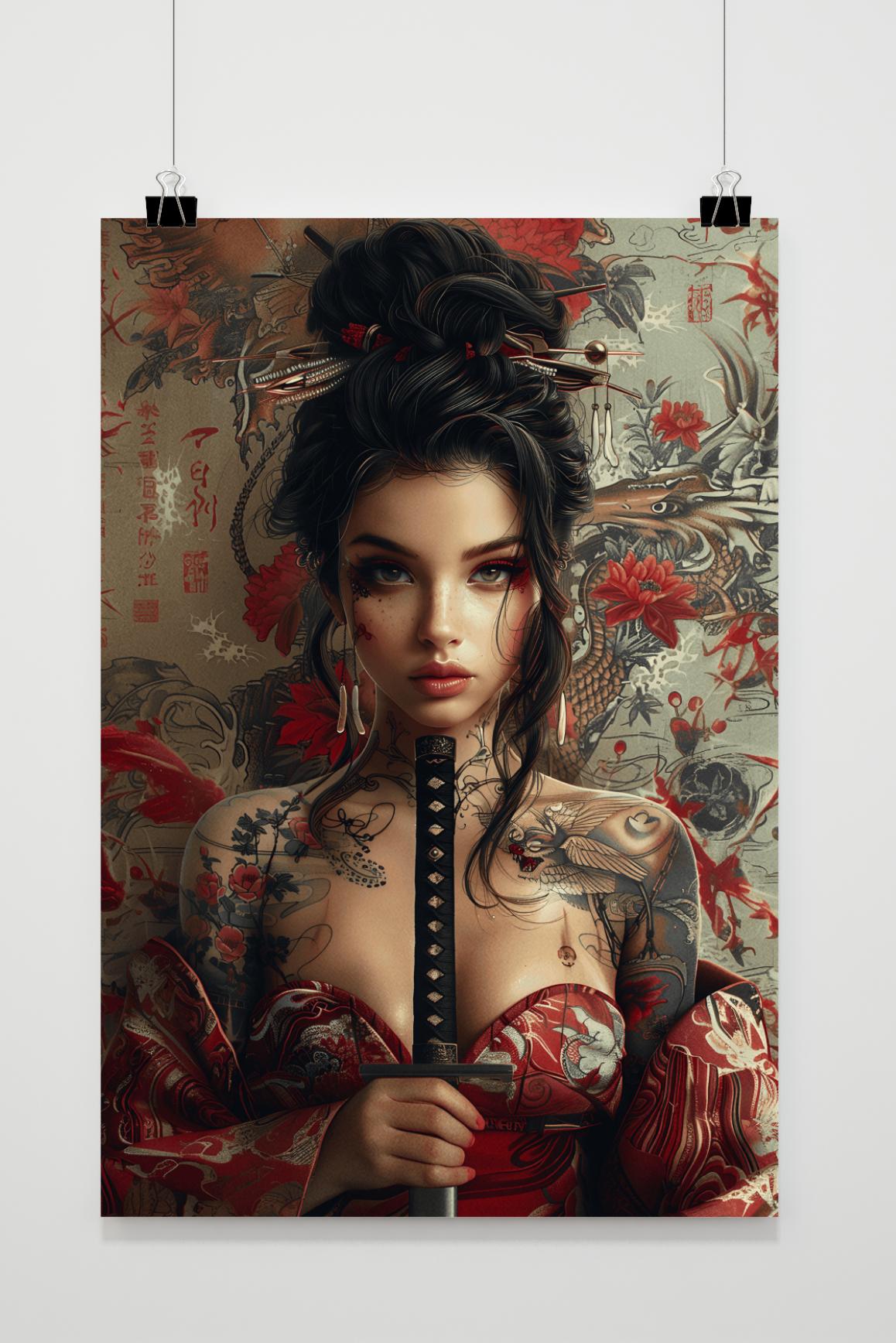 Affiche Samouraï Geisha de 25 Artstreet