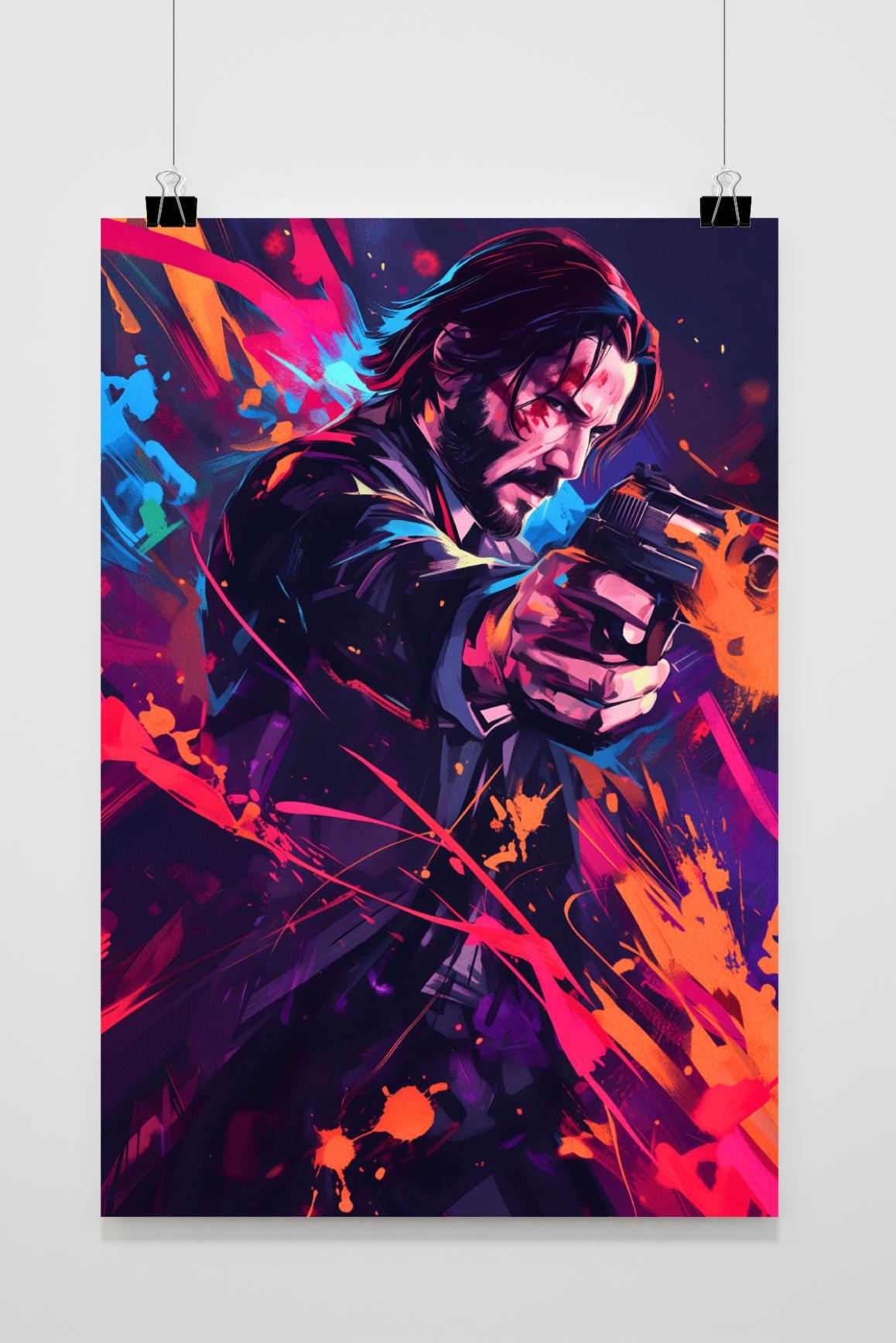 Póster John Wick en Acción de 25 Artstreet