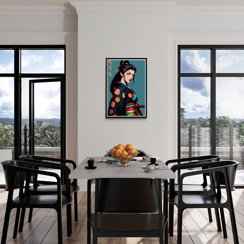 Samouraï en Kimono dans un intérieur
