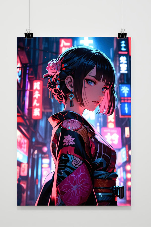 Affiche Geisha Néon