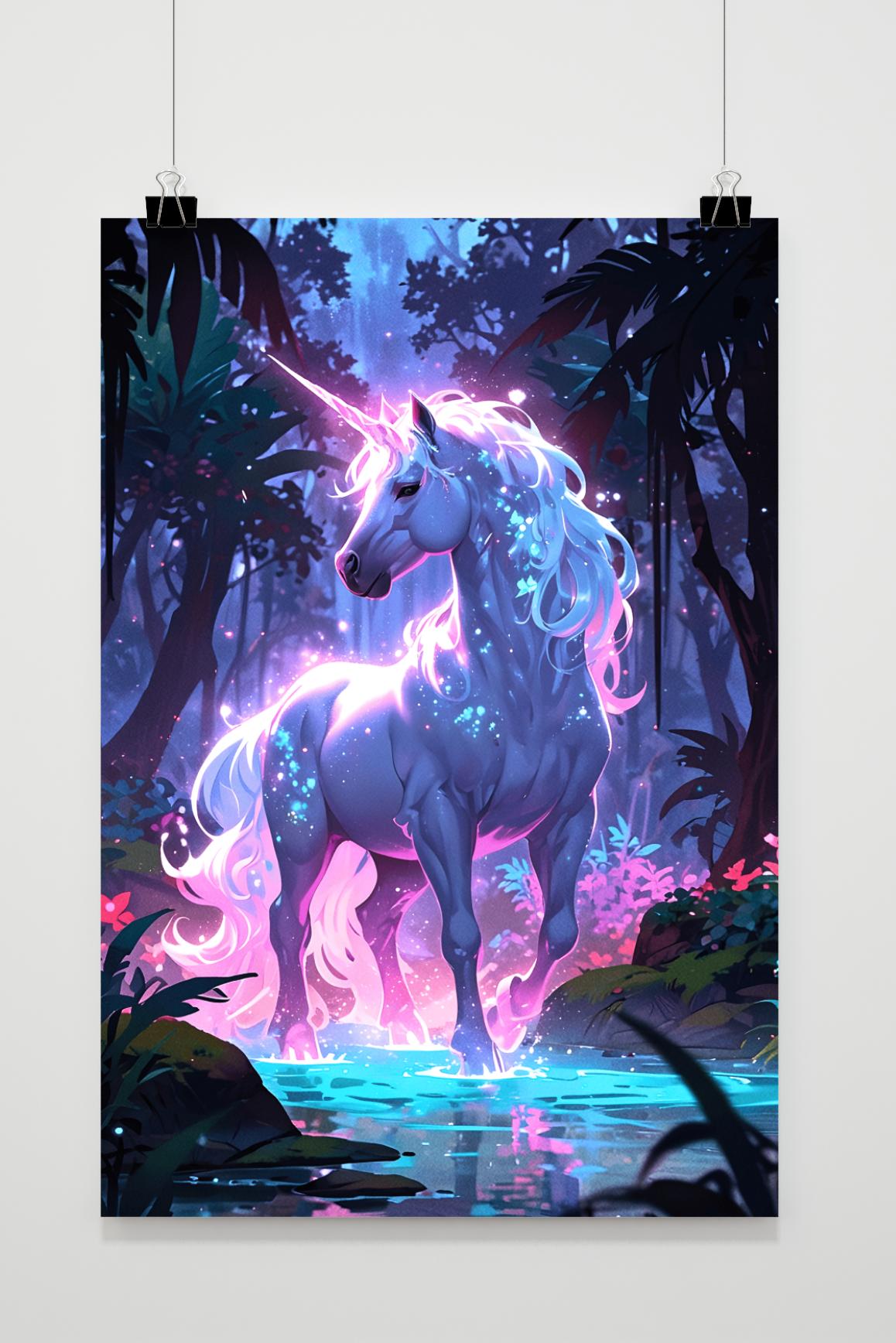 Affiche Licorne Néon de 25 Artstreet