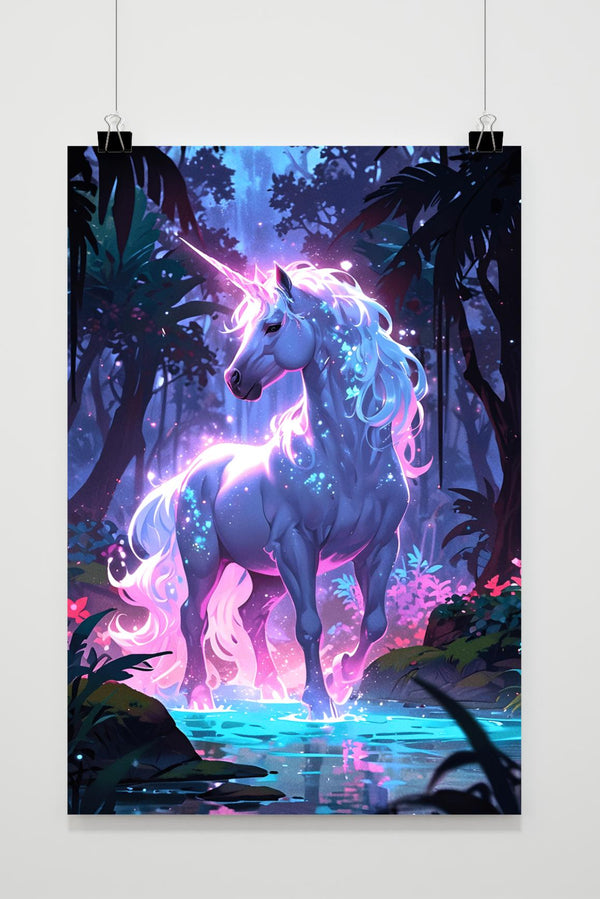 Póster Unicornio Neón