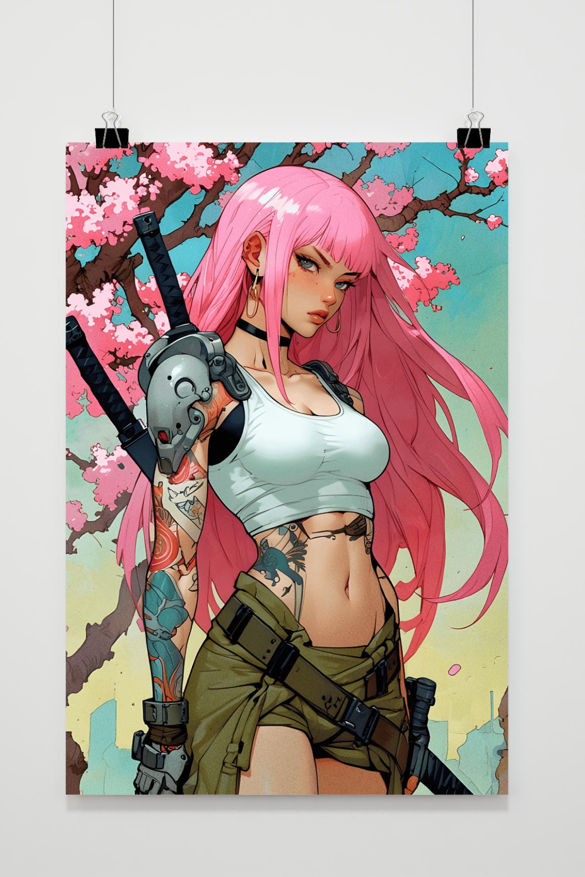 Affiche Guerrière Rose de 25 Artstreet