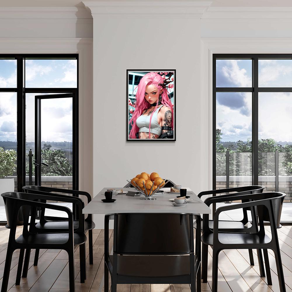Fille Punk Rose dans un intérieur