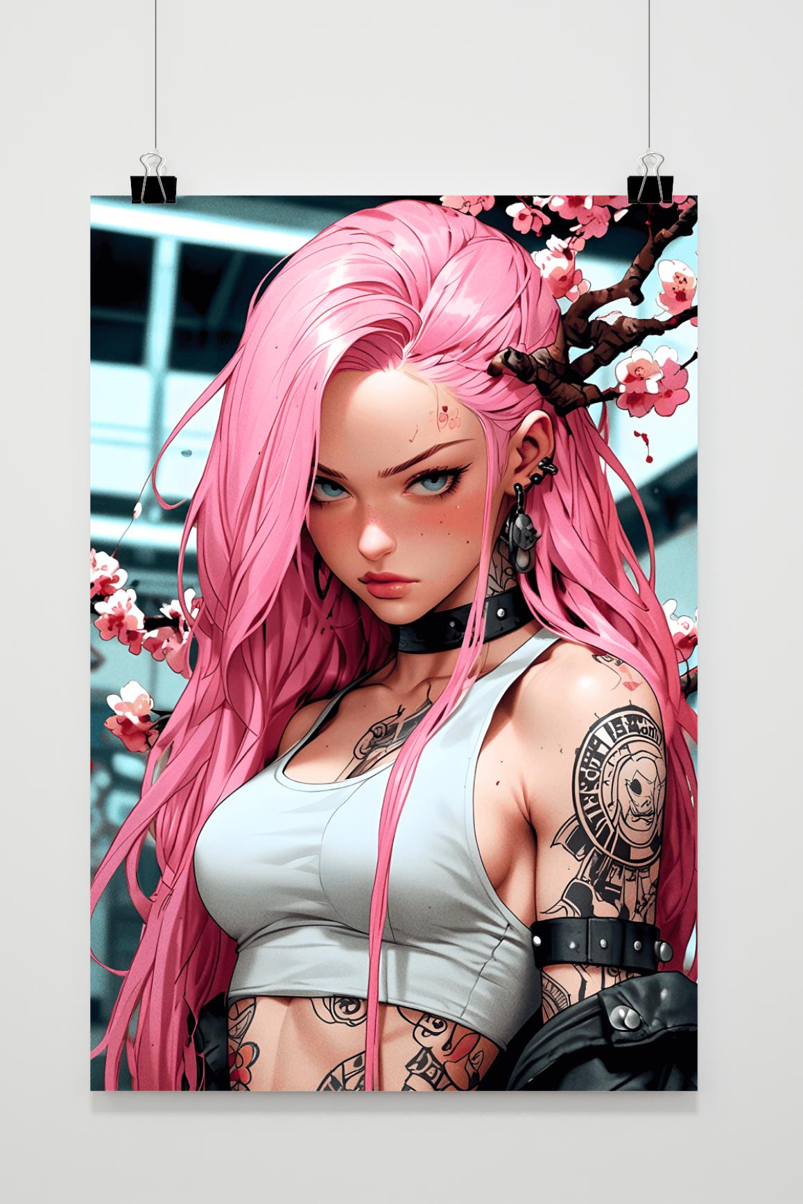 Affiche Fille Punk Rose de 25 Artstreet