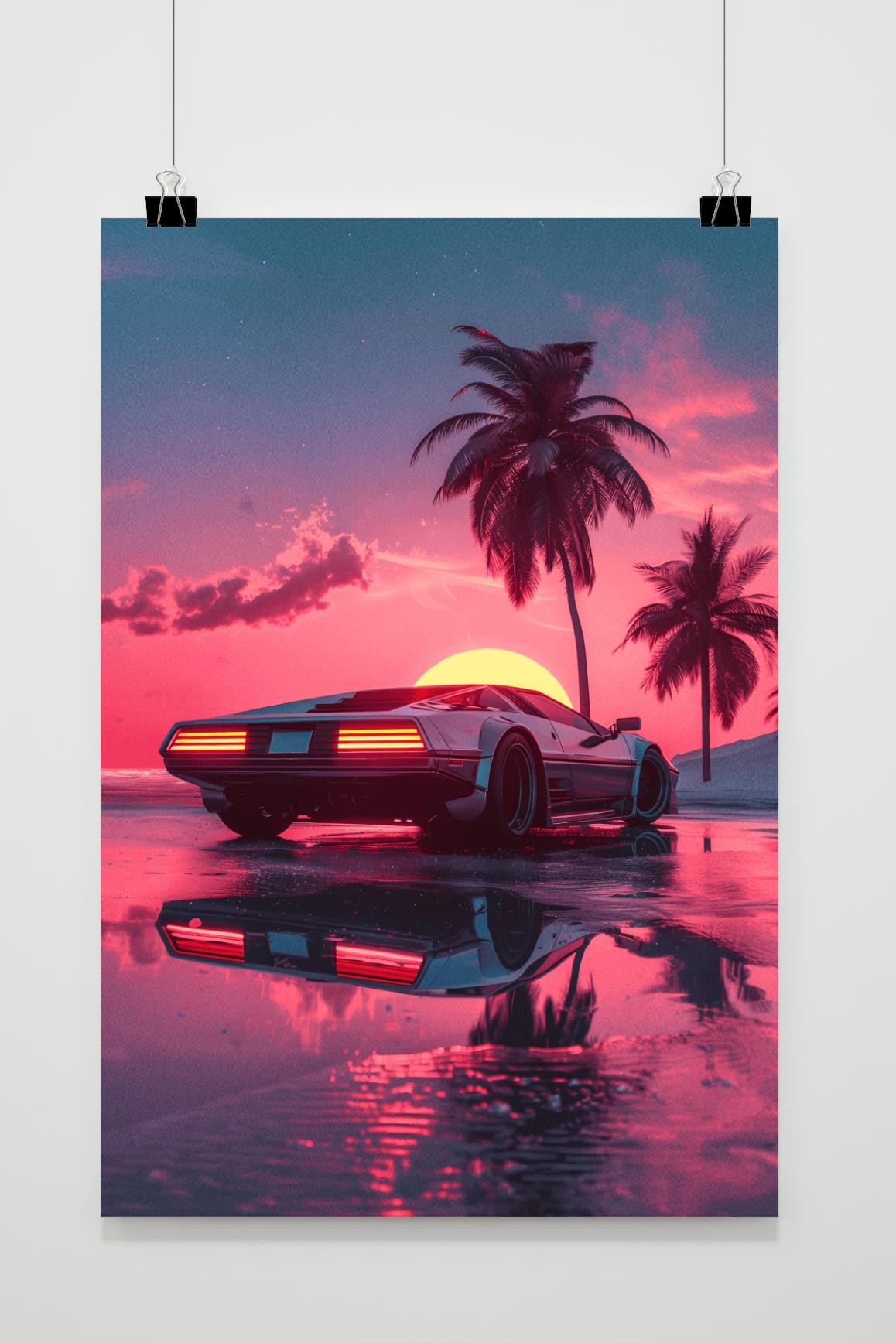 Affiche Retro Delorean de 25 Artstreet