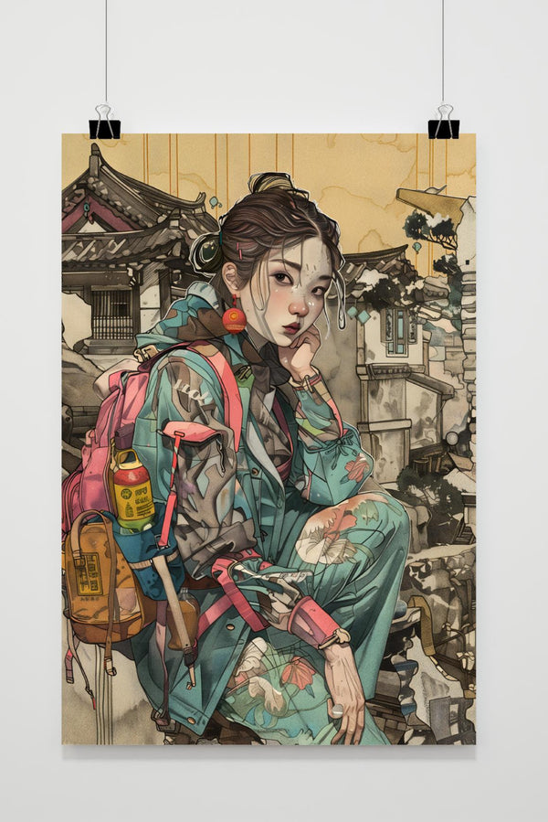 Aquarel Reiziger poster