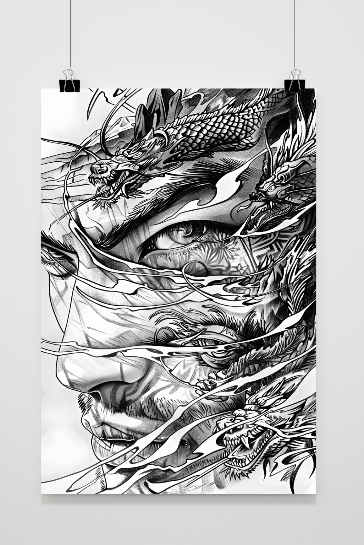 Affiche Dessin de Dragon-Homme de 25 Artstreet