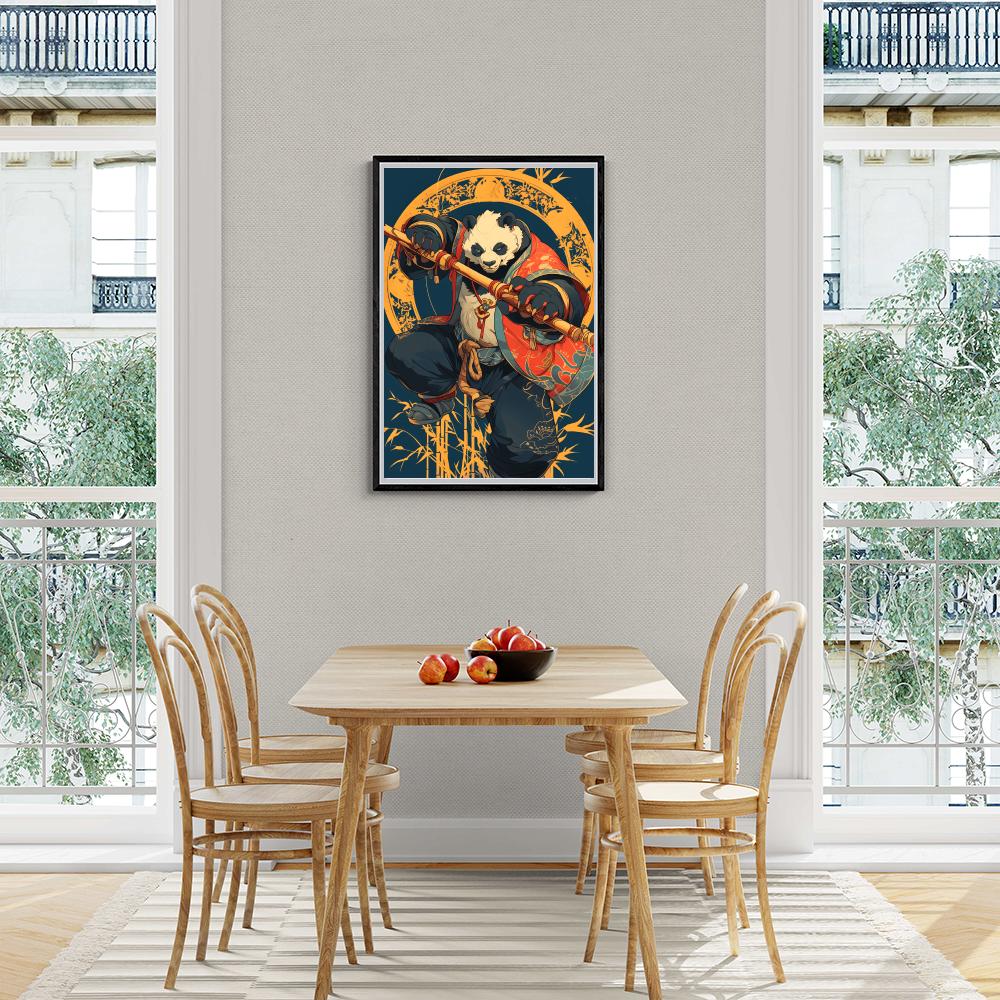 Panda Guerrier dans un intérieur