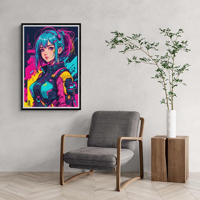Sci-fitechniekmeisje dans un intérieur