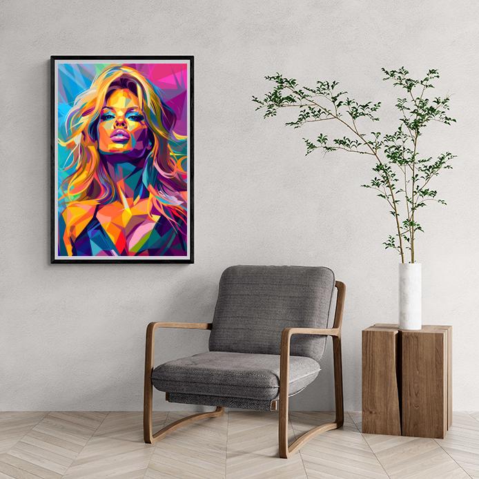 Pamela Anderson WPAP dans un intérieur