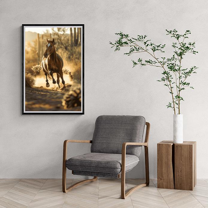 Paard Rennen dans un intérieur
