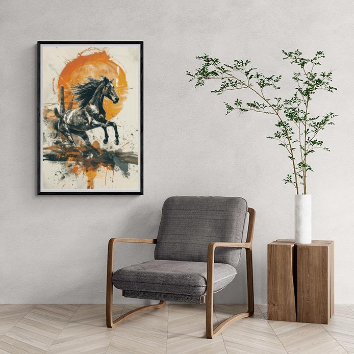 Paard Aquarel dans un intérieur