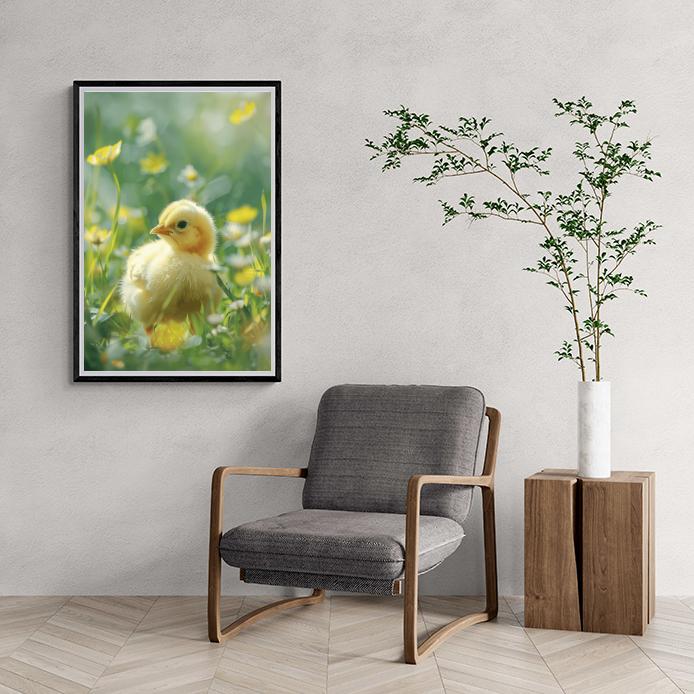 Pollito en un interior