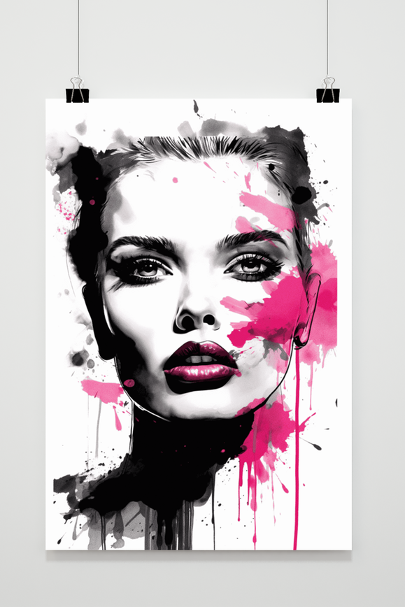 Affiche Femme Rose