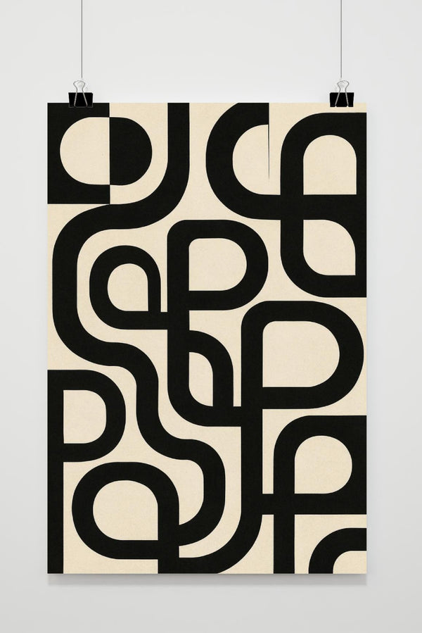 Póster Abstract Geometric Minimalistic Zwart-Wit