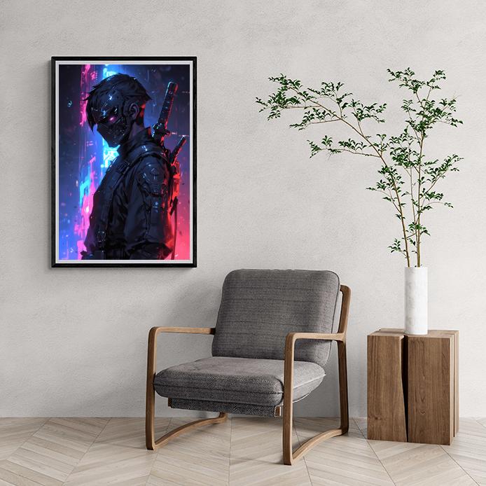 Samouraï Biomech dans un intérieur