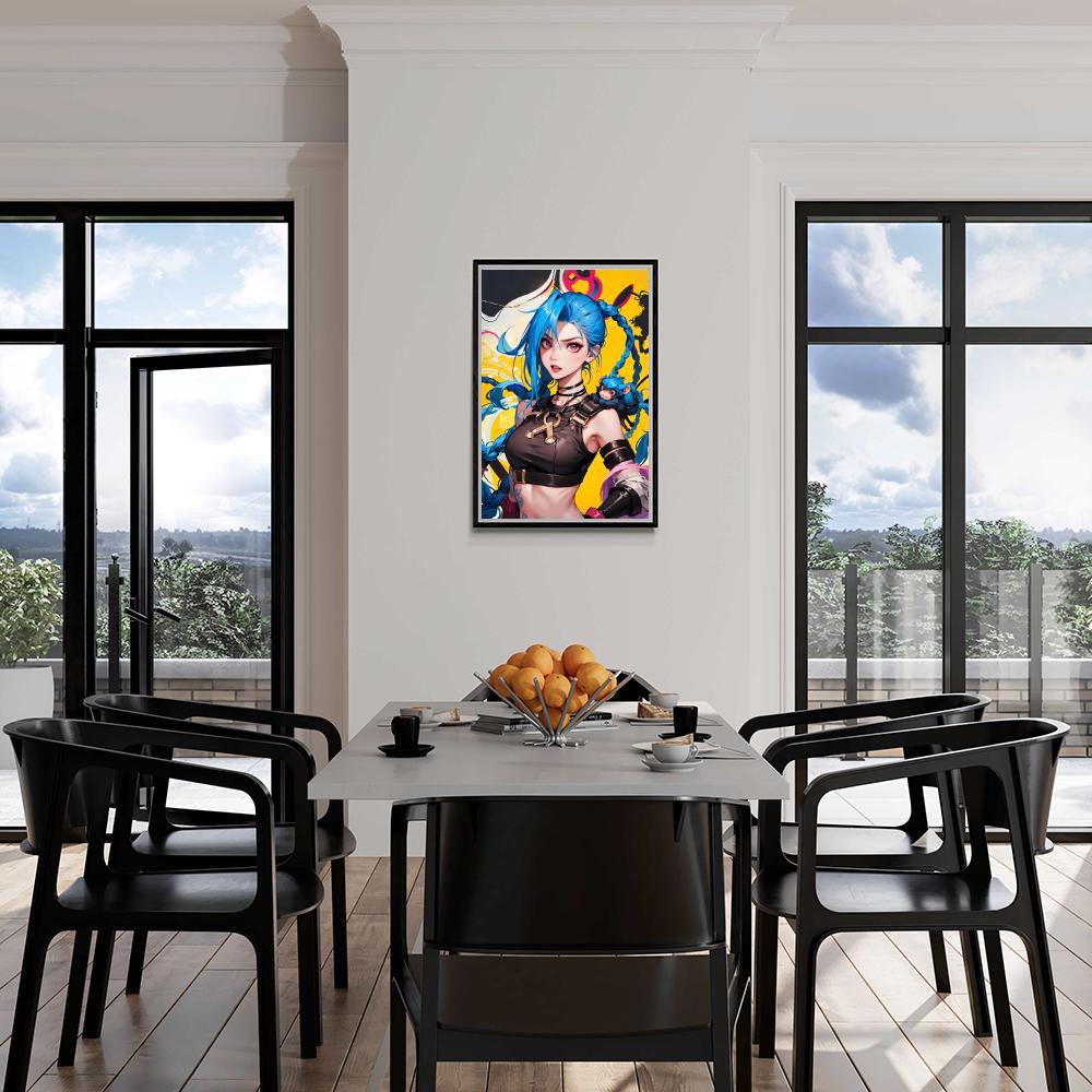 Jinx League of Legends dans un intérieur