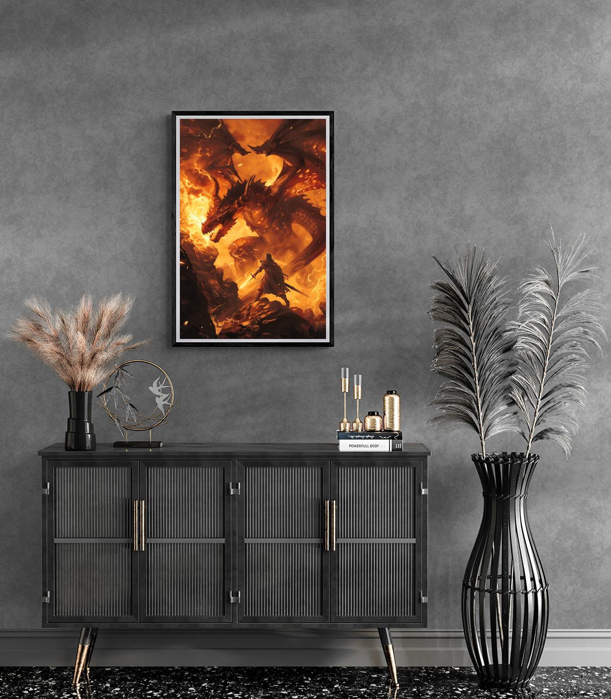 Guerrier Dragon dans un intérieur