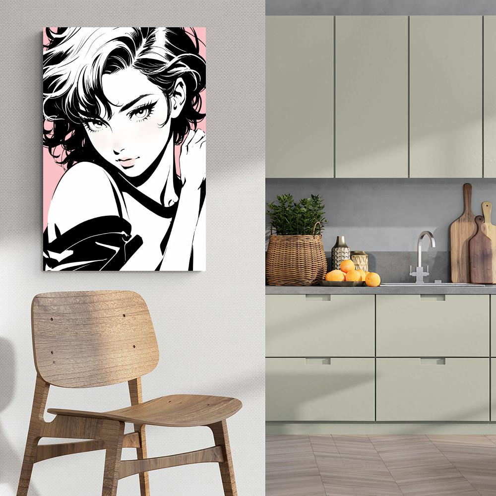 Pink Woman Pop Art dans un intérieur