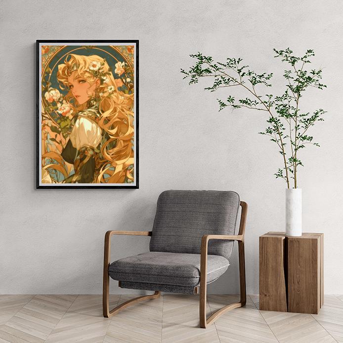 Reine Anime dans un intérieur