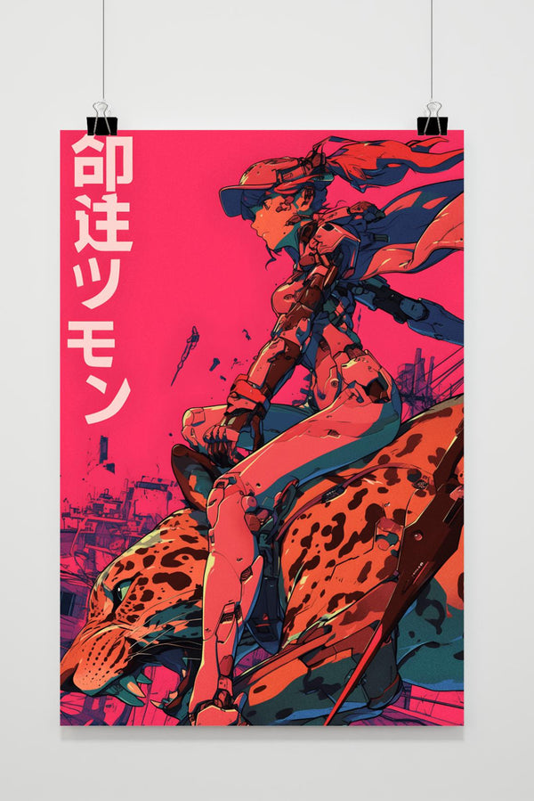 Biomech Mädchen Tiger Poster