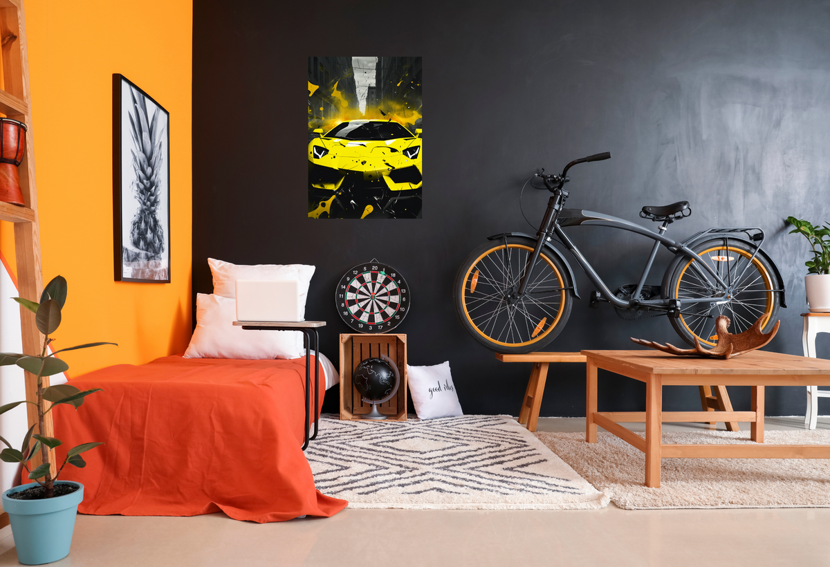 Lambo Poster en un interior