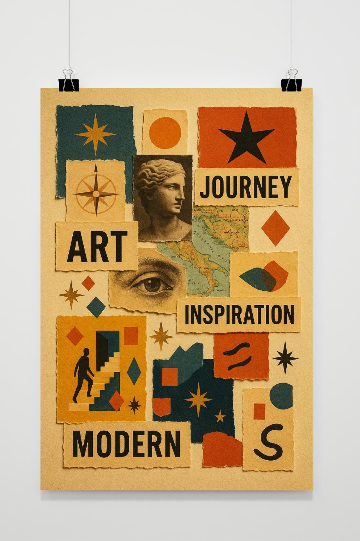 Journey Inspiration Modern Texten Collage in interieur