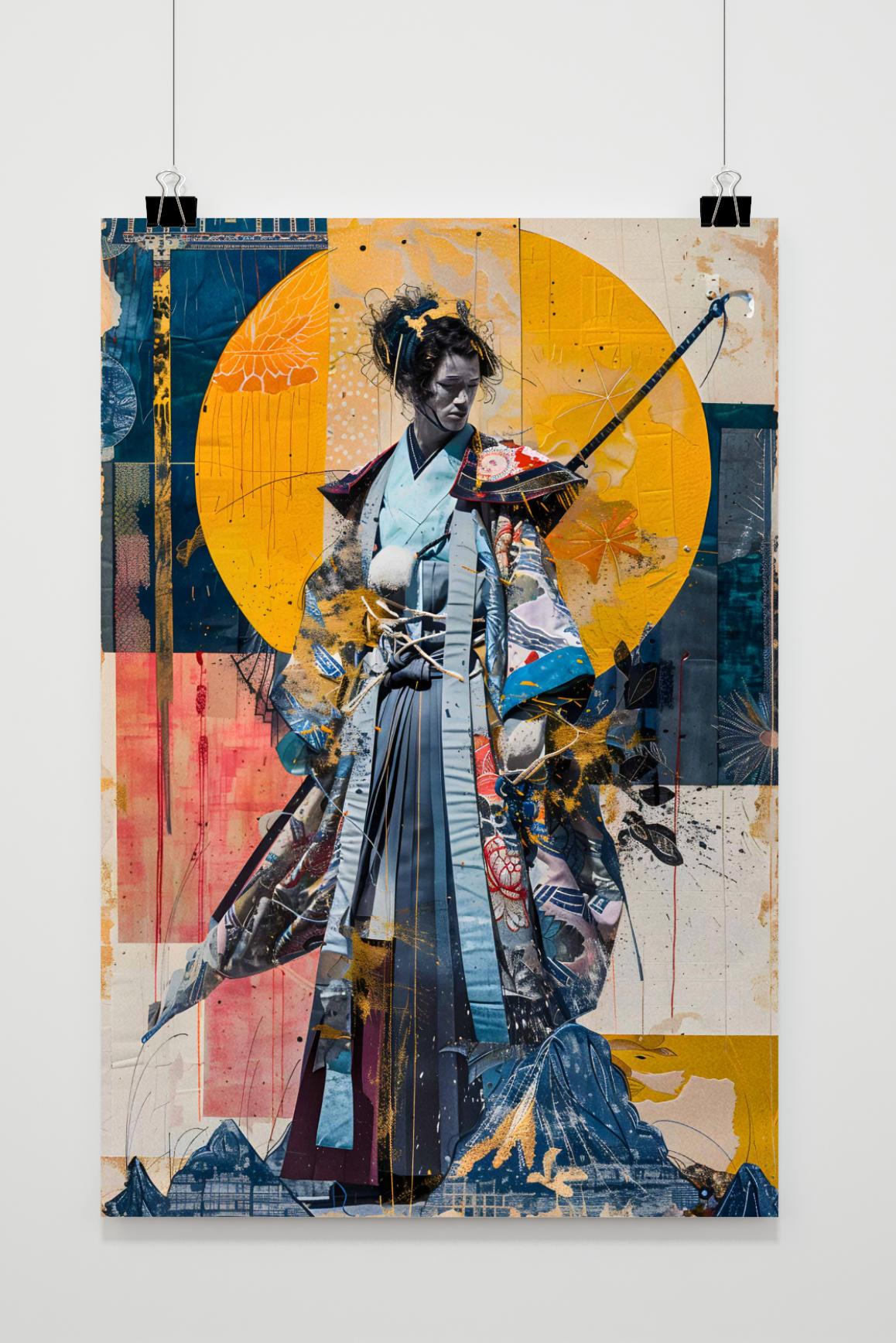 Affiche Collage Samouraï de 25 Artstreet