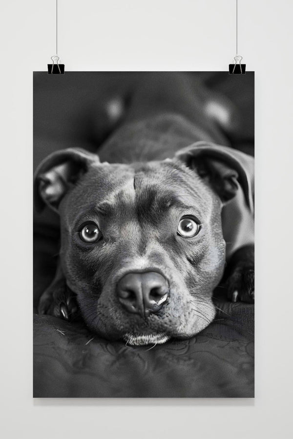 Black &amp; White Pitbull poster