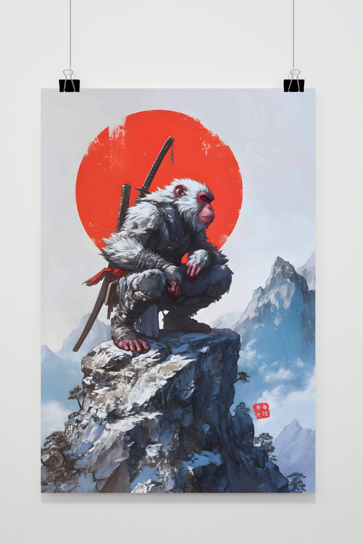 Affiche Guerrier Singe Vintage de 25 Artstreet
