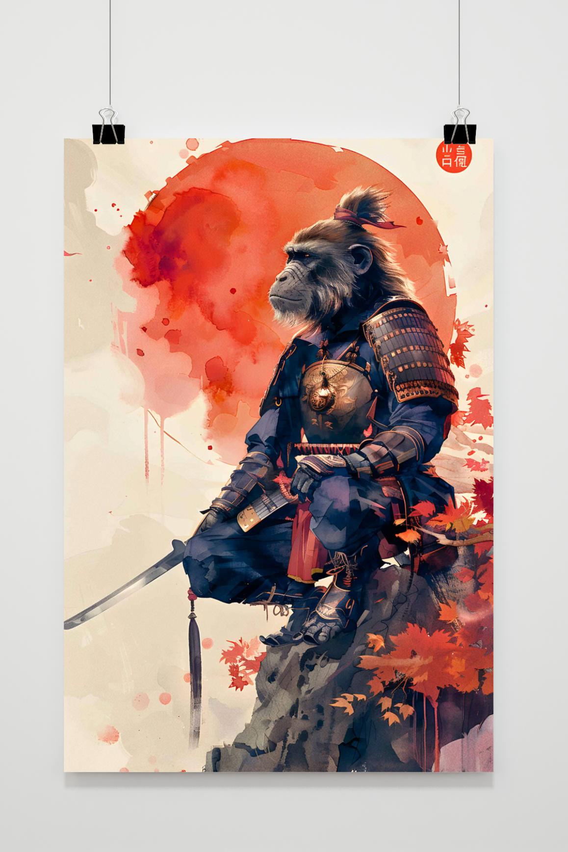 Affiche Guerrier Singe Aquarelle de 25 Artstreet