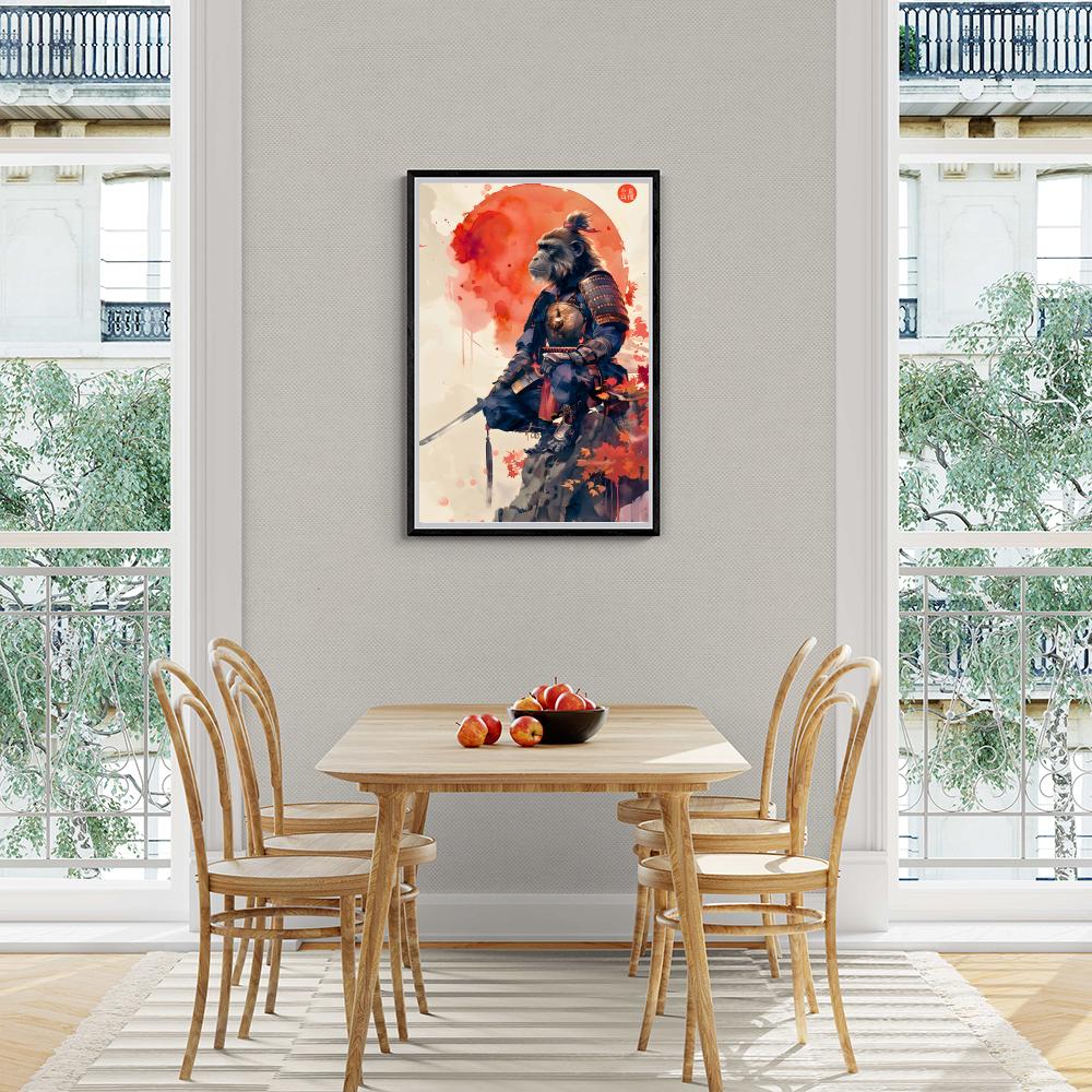 Guerrier Singe Aquarelle dans un intérieur