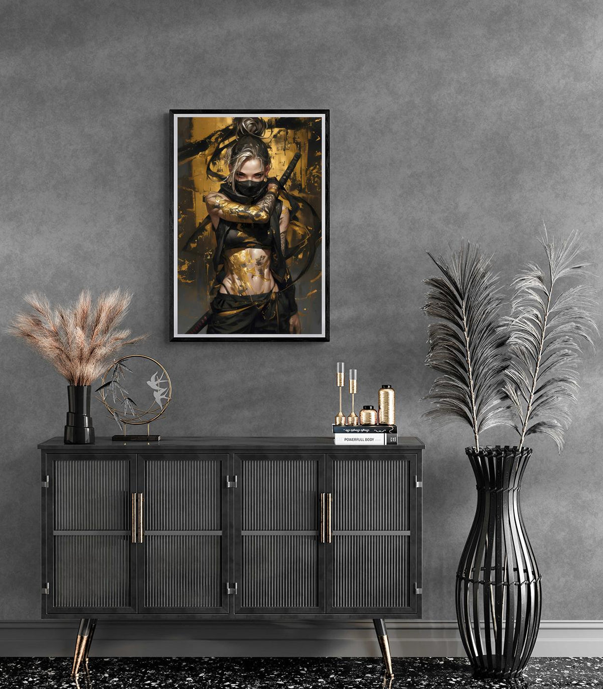 Vrouwelijke Ninja dans un intérieur
