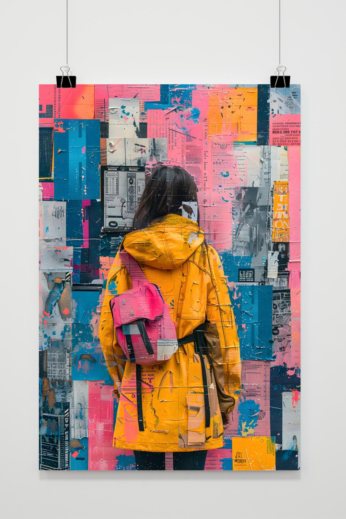 Affiche Collage Coloré Fille de 25 Artstreet