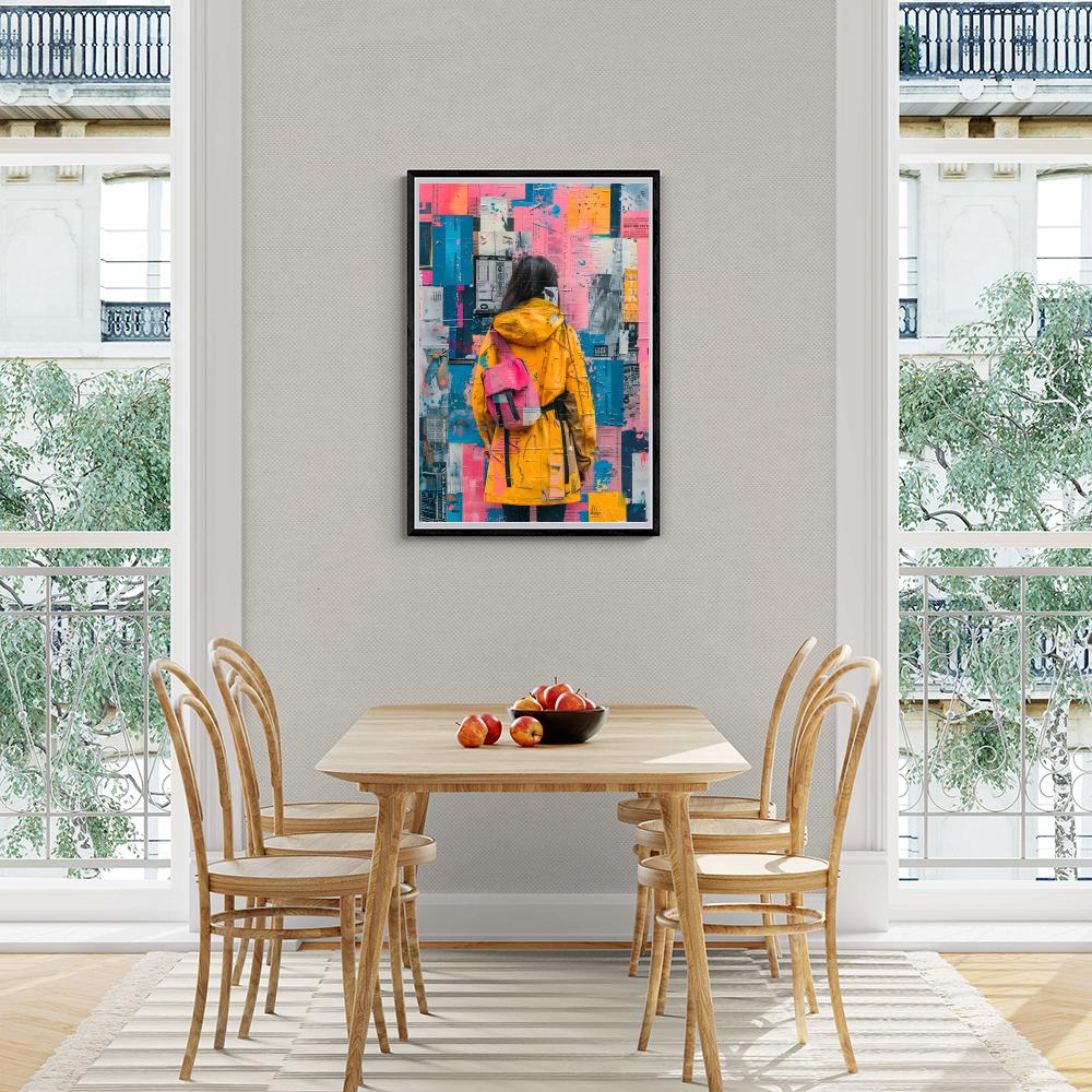 Collage Coloré Fille dans un intérieur