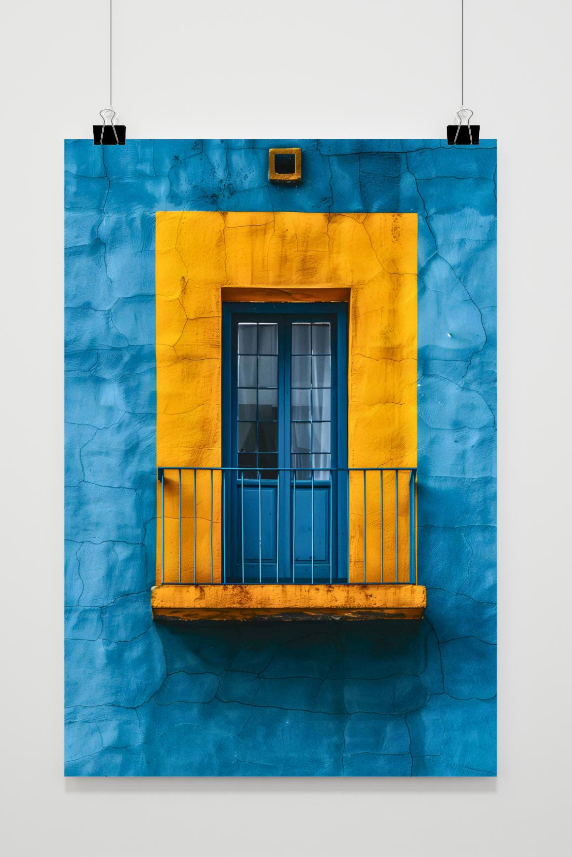 Affiche Balcon Bleu Jaune de 25 Artstreet