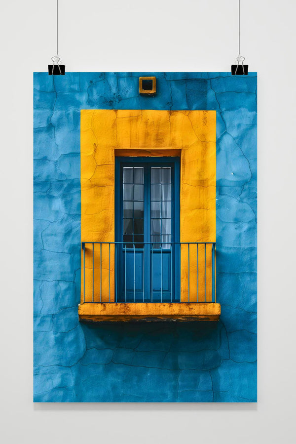 Póster Balcón Azul Amarillo