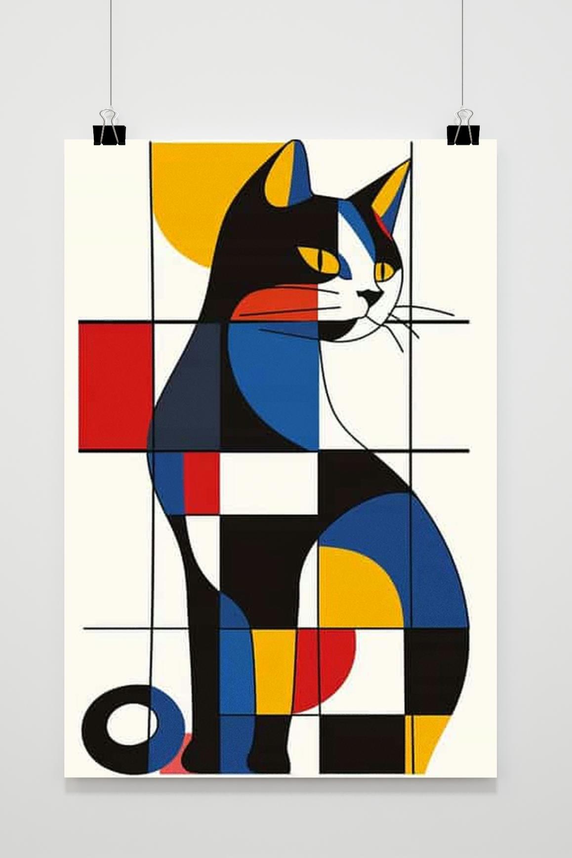 Affiche Kleurrijke Vormen Kat de 25 Artstreet