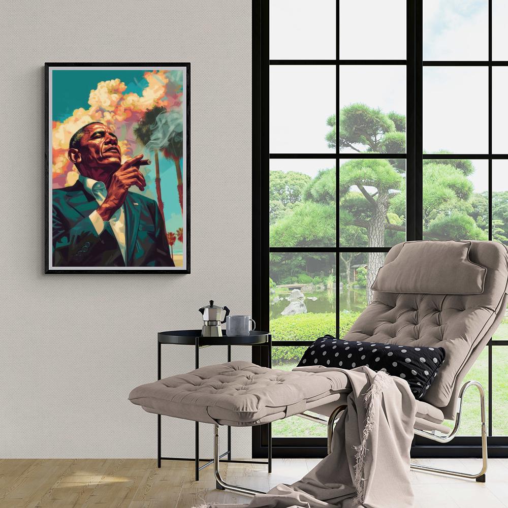Barack Obama Cartoon dans un intérieur