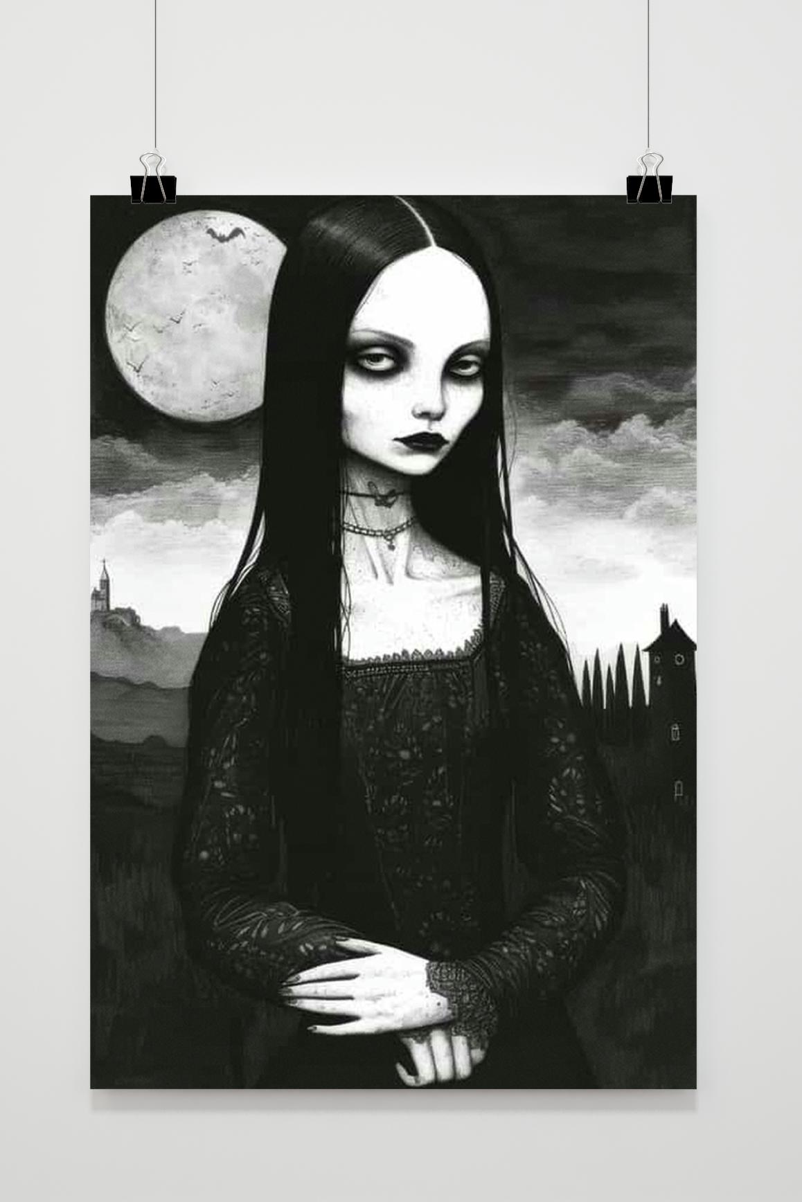 Affiche Femme Halloween Noir et Blanc de 25 Artstreet