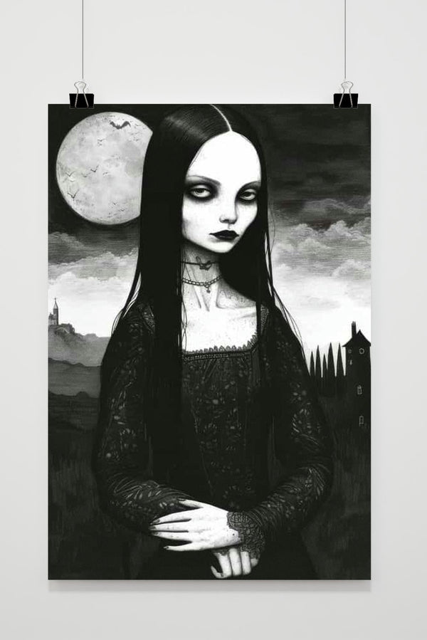 Halloween Vrouw Zwart Wit poster