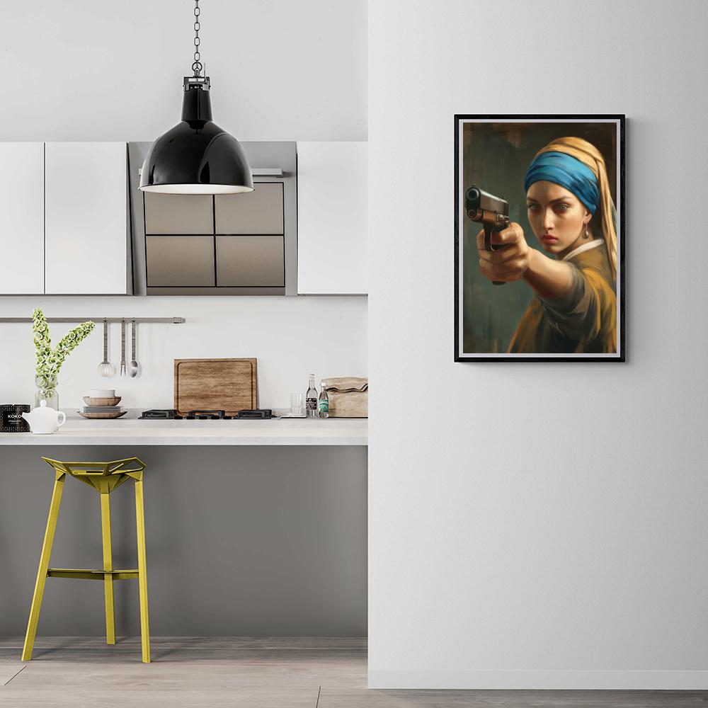 Parelmeisje Pistool dans un intérieur